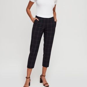 Conan Cropped Pants Aritzia Babaton Size 00 Checked Navy Green Plaid